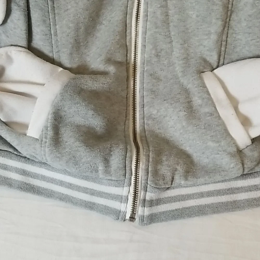 Dots Gray & White Varsity Full‎ Front Zip Jacket Size XL